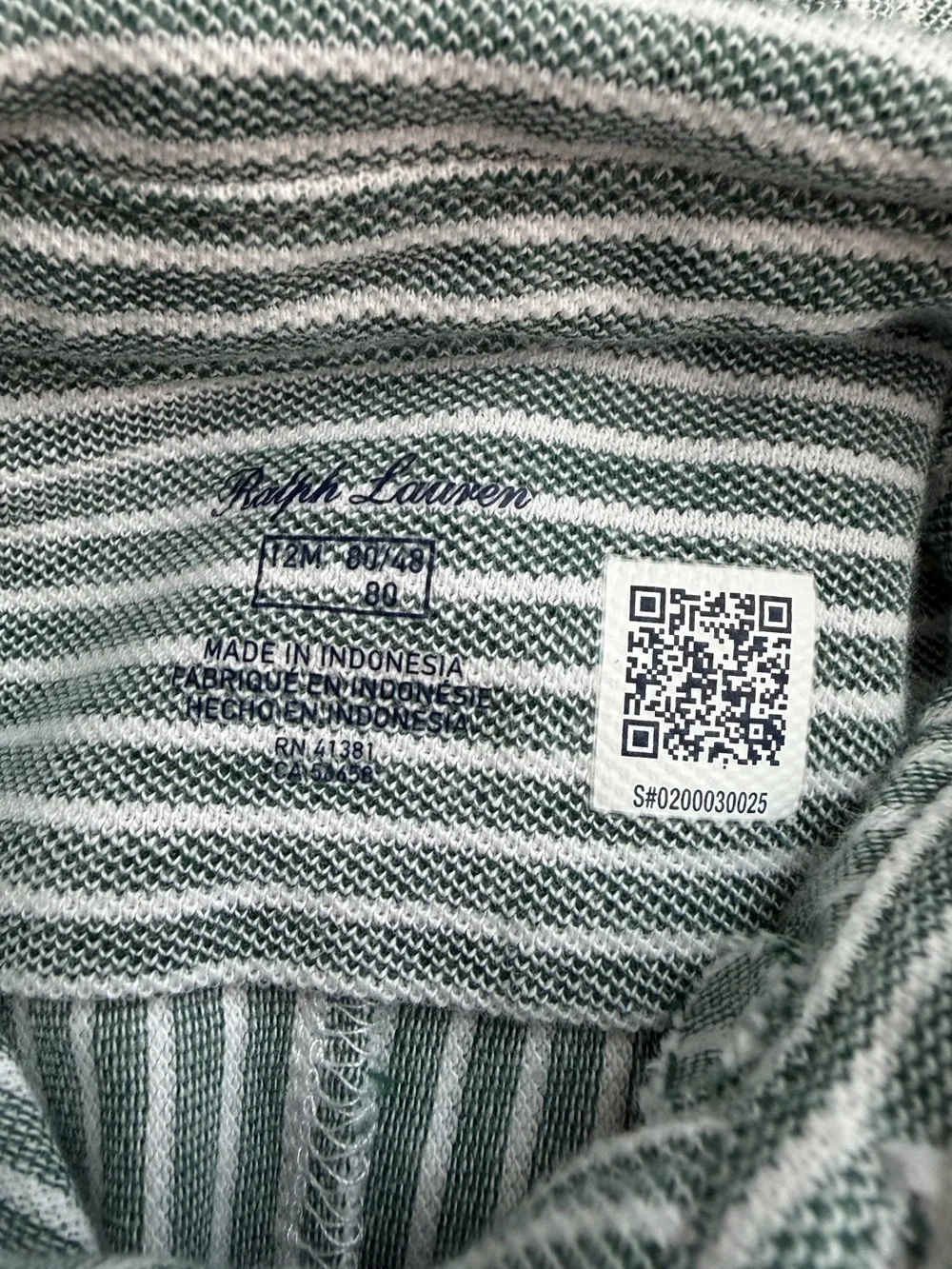 Ralph Lauren Boys Striped Knit Oxford Coverall Green White Size 12 Months